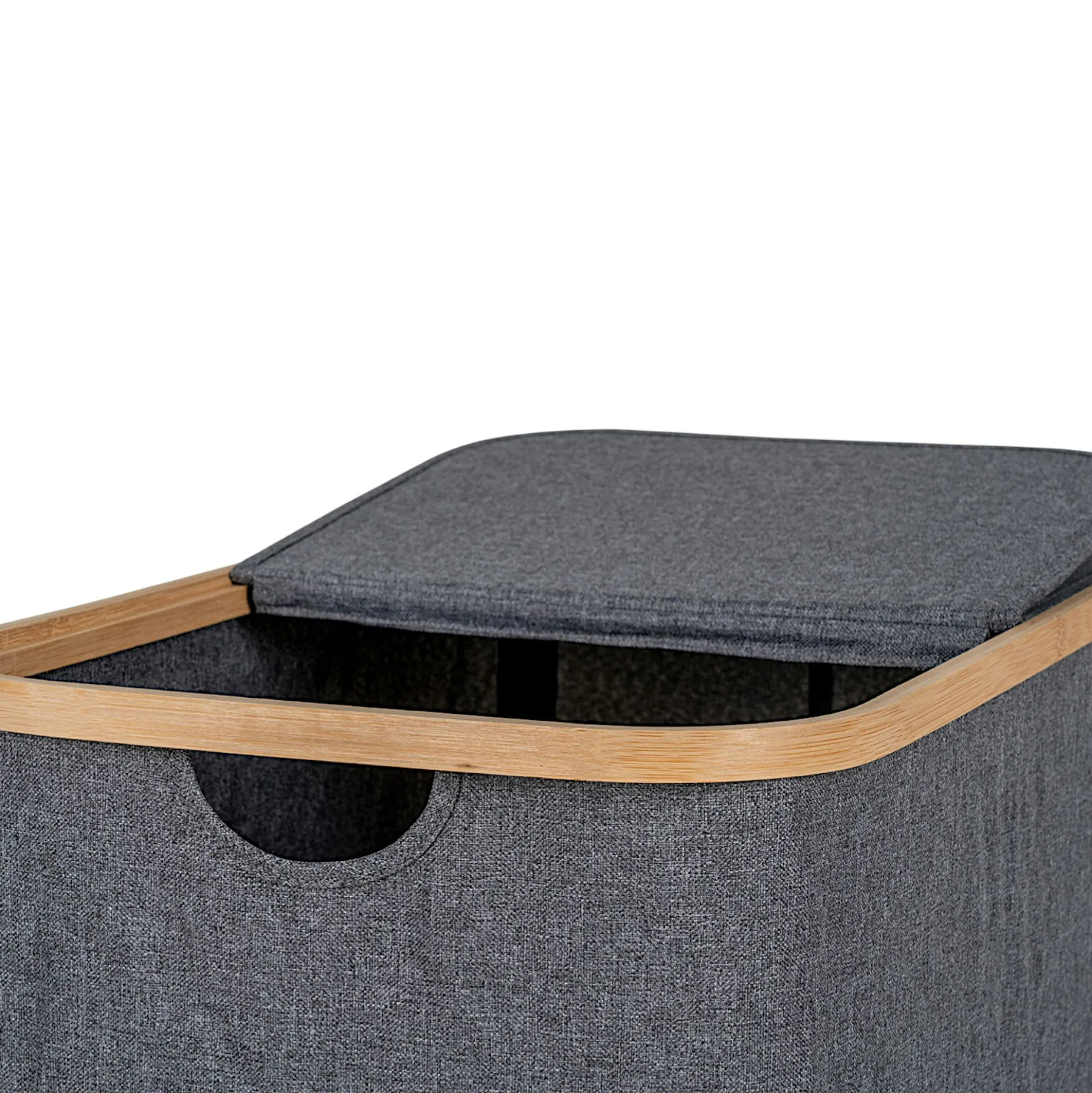 Panier à linge gris avec couvercle