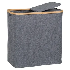 Panier à linge gris avec couvercle