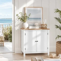 Petit buffet blanc 2 portes à encadrement VENZA