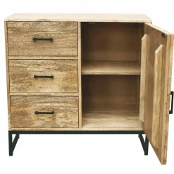 Petit buffet bois de manguier 1 porte 3 tiroirs BRIX