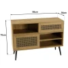 Petit buffet bois effet cannage 2 portes coulissantes ALCUDIA