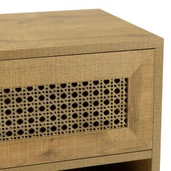 Petit buffet bois effet cannage 2 portes coulissantes ALCUDIA