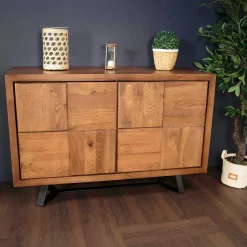 Petit buffet bois motif damier 120 cm OKA