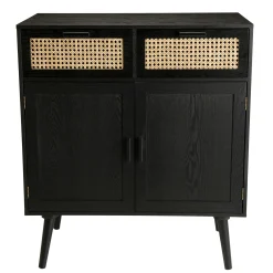 Petit buffet bois noir avec cannage PALMA 2