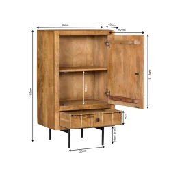 Petit buffet bois 1 porte décor damier UDA