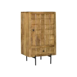 Petit buffet bois 1 porte décor damier UDA