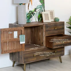 Petit buffet bois recyclé piètement effet laiton vieilli ADÉLAÏDE
