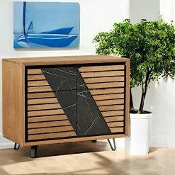 Petit buffet design en bois de chêne finition miel ESSEN
