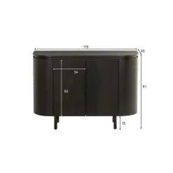 Petit buffet design en chêne brun 2 portes LOREN