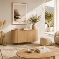 Petit buffet design en chêne clair 2 portes LOREN