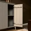 Petit buffet gris en bois rainuré 2 portes CALERO