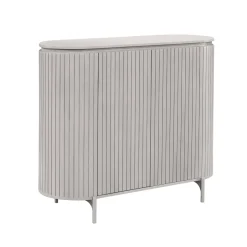 Petit buffet gris en bois rainuré 2 portes CALERO