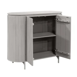Petit buffet gris en bois rainuré 2 portes CALERO