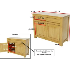 Petit buffet moderne bois massif OLGA