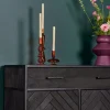 Petit buffet noir en bois de manguier 2 portes ALVERA