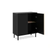 Petit buffet 2 portes design noir et décor bois NOREN