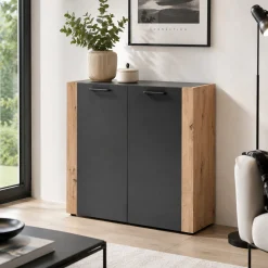 Petit buffet 2 portes gris foncé ALVA