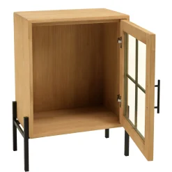 Petit buffet 1 porte vitrée contour vert BAGAN