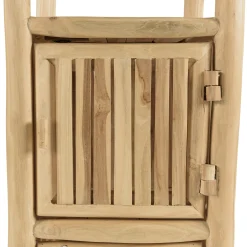 Petite colonne de rangement 3 niveaux rondins teck naturel MANAK
