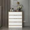 Petite commode moderne 4 tiroirs effet noyer & blanc BYRON