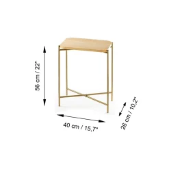 Petite table bois rectangulaire - structure métal doré JENA