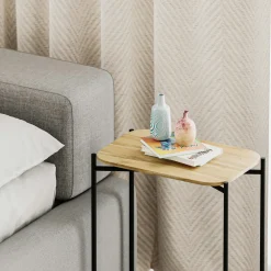 Petite table bois rectangulaire - structure métal noir JENA