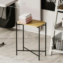 Petite table bois rectangulaire - structure métal noir JENA