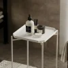 Petite table d’appoint blanche carrée, pieds croisés SFAX