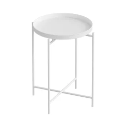 Petite table d'appoint blanche - structure ronde, métal SFAX