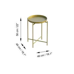 Petite table d'appoint dorée - structure ronde, métal SFAX