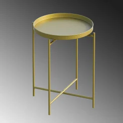 Petite table d'appoint dorée - structure ronde, métal SFAX
