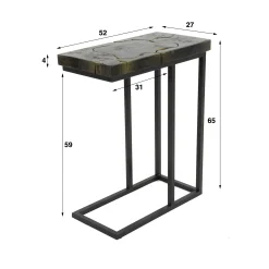 Petite table d'appoint en teck recyclé gris et or NOVA