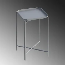Petite table d’appoint grise carrée, pieds croisés SFAX