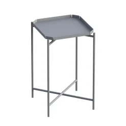 Petite table d’appoint grise carrée, pieds croisés SFAX