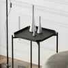 Petite table d’appoint noire carrée, pieds croisés SFAX