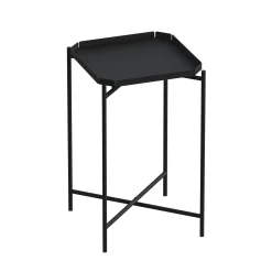 Petite table d’appoint noire carrée, pieds croisés SFAX