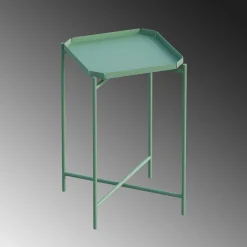 Petite table d’appoint verte carrée, pieds croisés SFAX