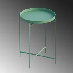 Petite table d'appoint verte - structure ronde, métal SFAX