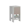 Petite table de chevet blanc gris 1 porte moka MARFA