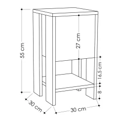 Petite table de chevet blanc gris 1 porte moka MARFA