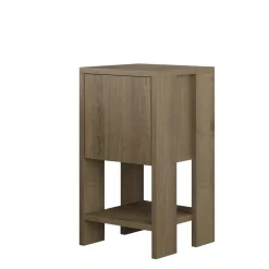 Petite table de chevet décor bois foncé avec rangement MARFA