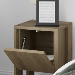 Petite table de chevet décor bois foncé avec rangement MARFA
