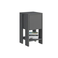 Petite table de chevet grise avec porte abattante MARFA