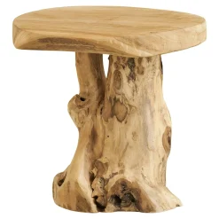 Petite table de salon en teck Ø40 cm, style exotique ARIZONA