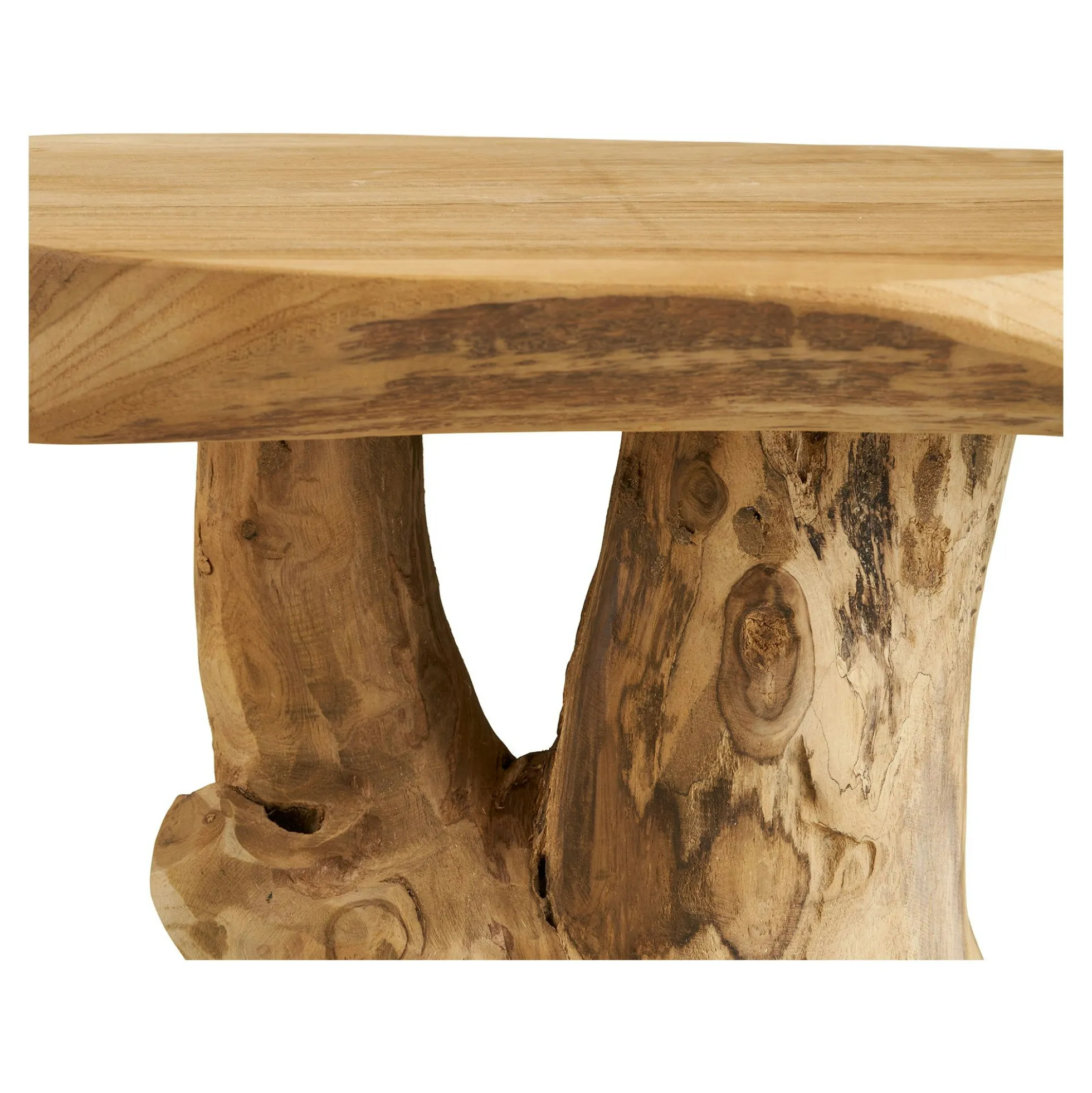Petite table de salon en teck Ø40 cm, style exotique ARIZONA