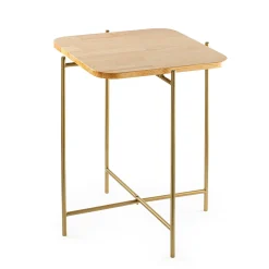 Petite table en bois carrée - structure métal doré JENA