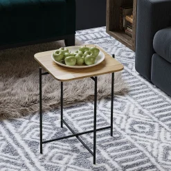 Petite table en bois carrée - structure métal noir JENA