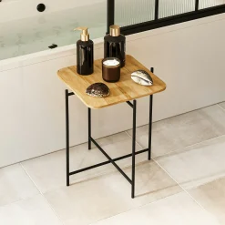 Petite table en bois carrée - structure métal noir JENA