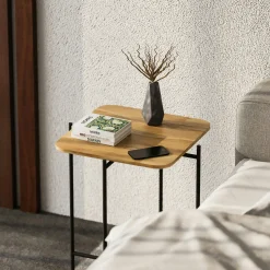 Petite table en bois carrée - structure métal noir JENA