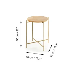 Petite table en bois ronde - structure métal doré JENA
